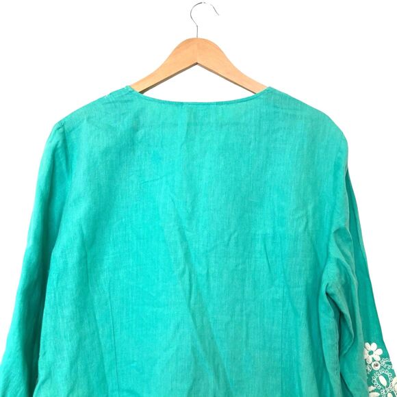 Charter Club Tunic Top Womens XL 100% Linen Embellished Vaca Lagenlook NWOT - Picture 4 of 13